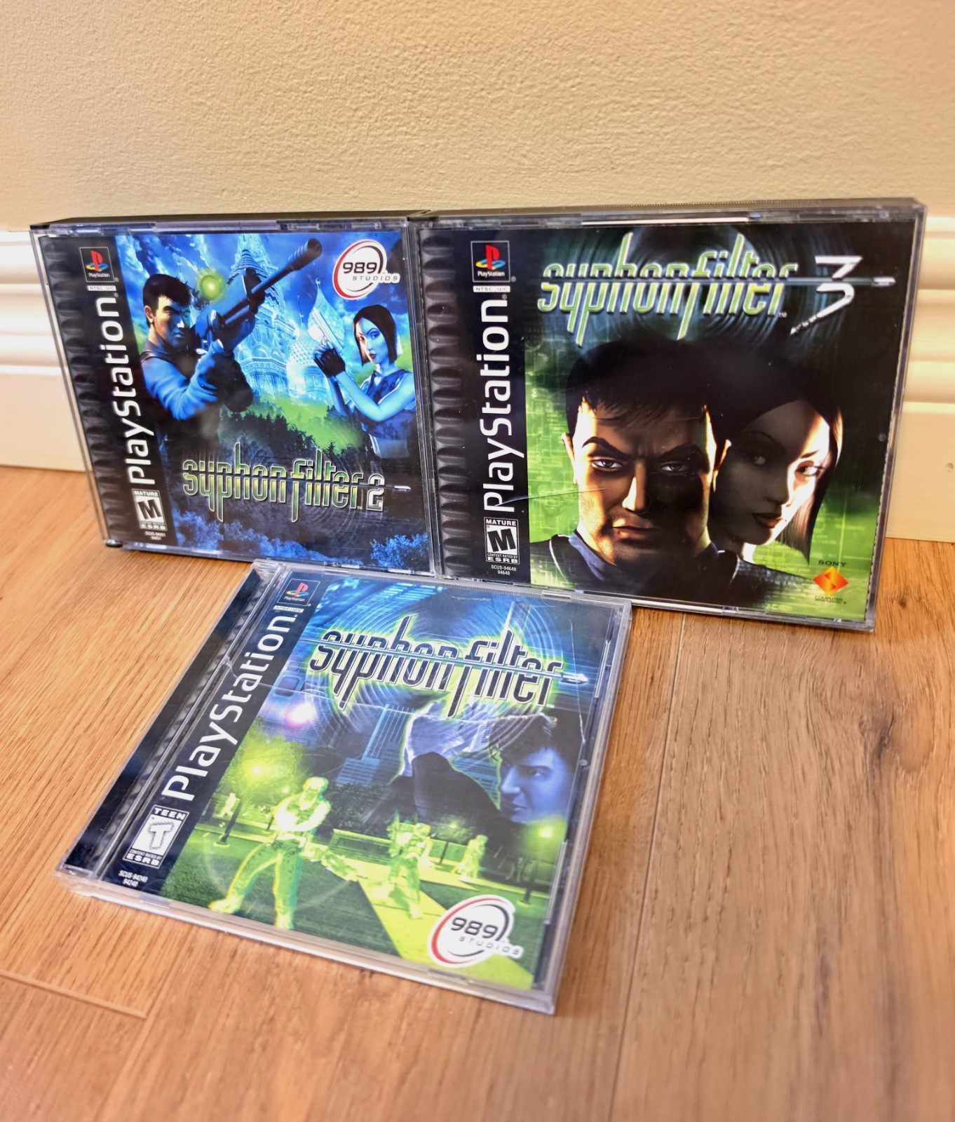 Syphon Filter 1 2 & 3 (Sony Playstation 1) PS1 Lot of 3 Trilogy Set Black Label