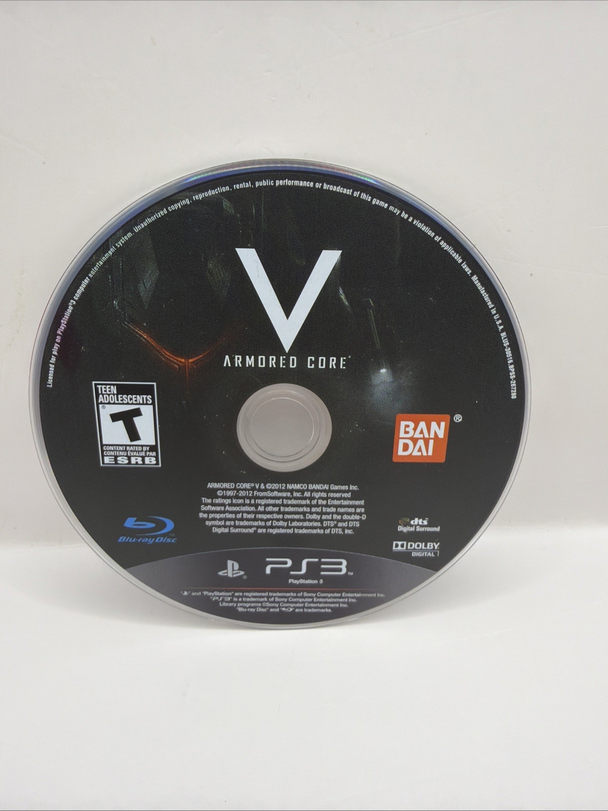 Namco Bandai Armored Core V PS3 disc only