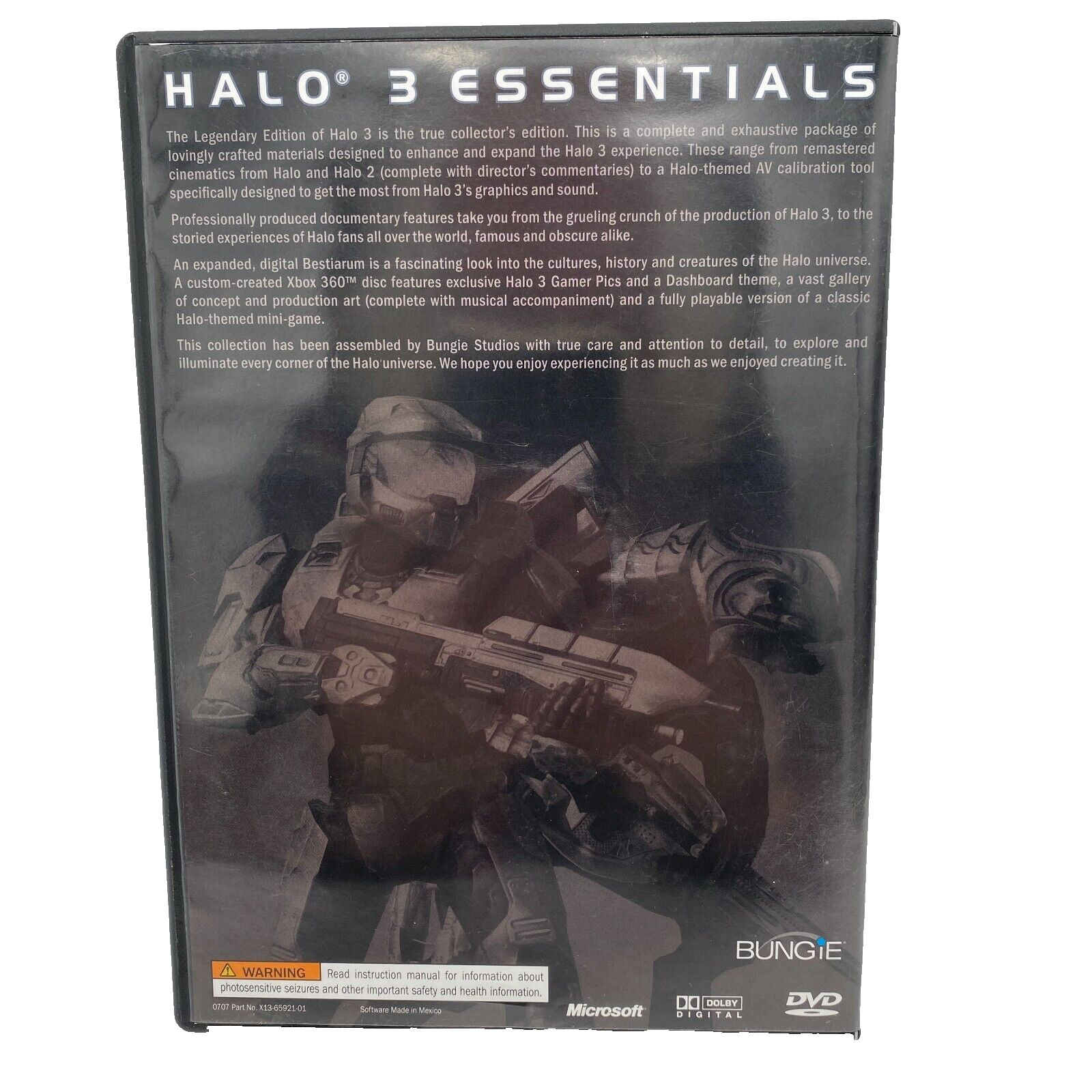 Halo 3 Essentials Microsoft Xbox 360 2007 Bungie Video Game