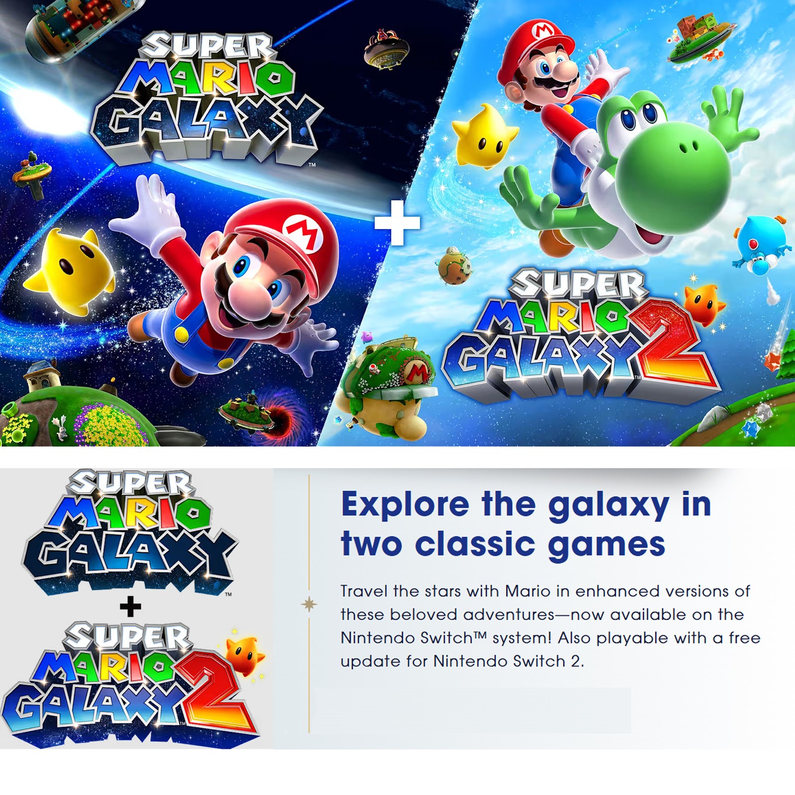 Super Mario Galaxy + Super Mario Galaxy 2, Thumb Grips 8pk, Game Holder & Cloth