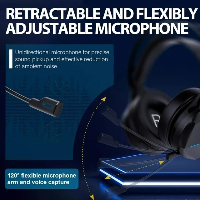 2.4G Wireless RGB Gaming Headset, Built-in Mic, PS5 PS4 PC Switch Xbox