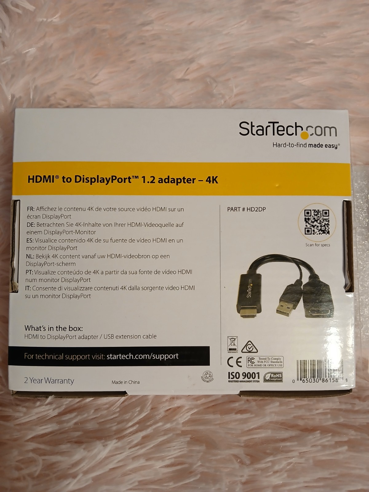 NEW STARTECH.COM 4k HD2DP HDMI to DisplayPort 1.2 Adapter – 4K
