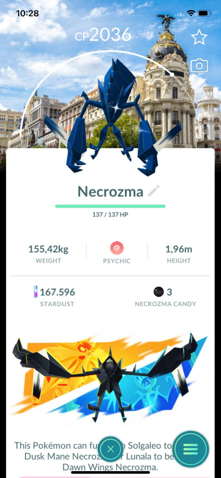 Shiny NECROZMA Madrid Spain background – TRADE – Read Description