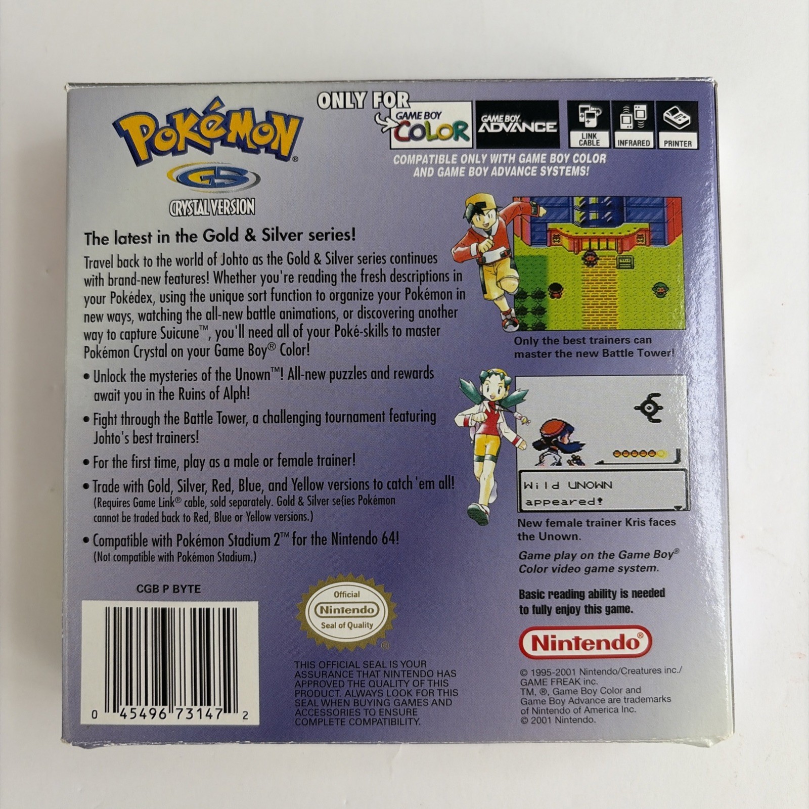 Pokemon Crystal Version Complete Box MISPRINT Authentic CIB Game Boy Color