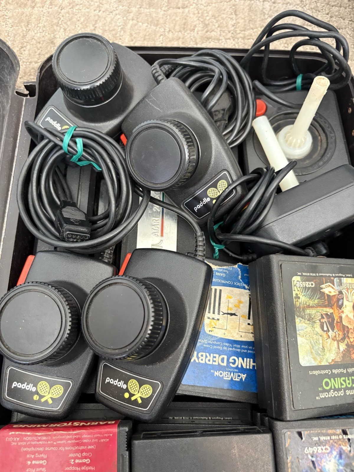 Atari 2600 Console Lot w/ Games, Joysticks, Paddles, Carrying Case Dig Dug