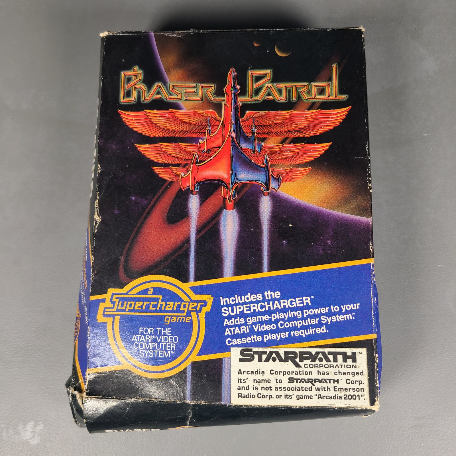 Phaser Patrol Atari 2600 w/ Supercharger Unit – Arcadia / Starpath AR-4000 1982