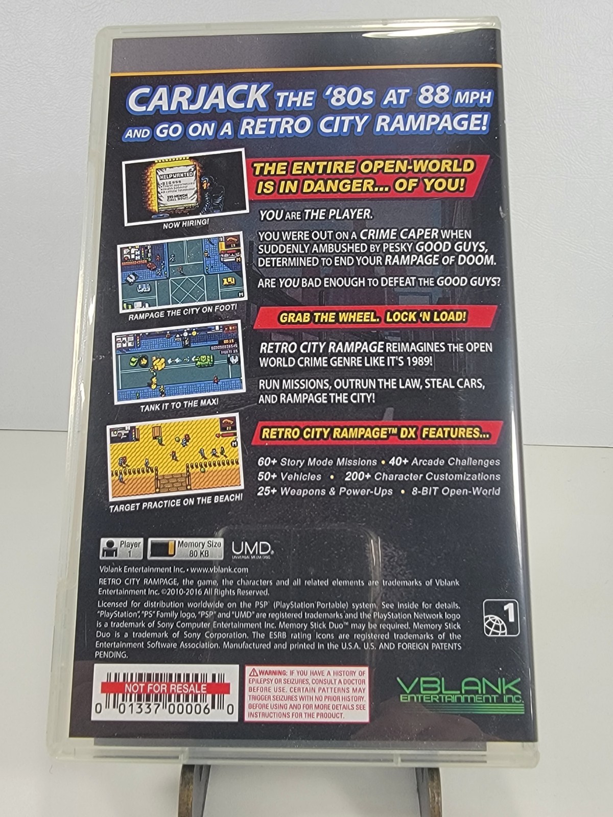 Retro City Rampage DX : PSP Case & Manual Only – Vblank 3000 Units – NO GAME