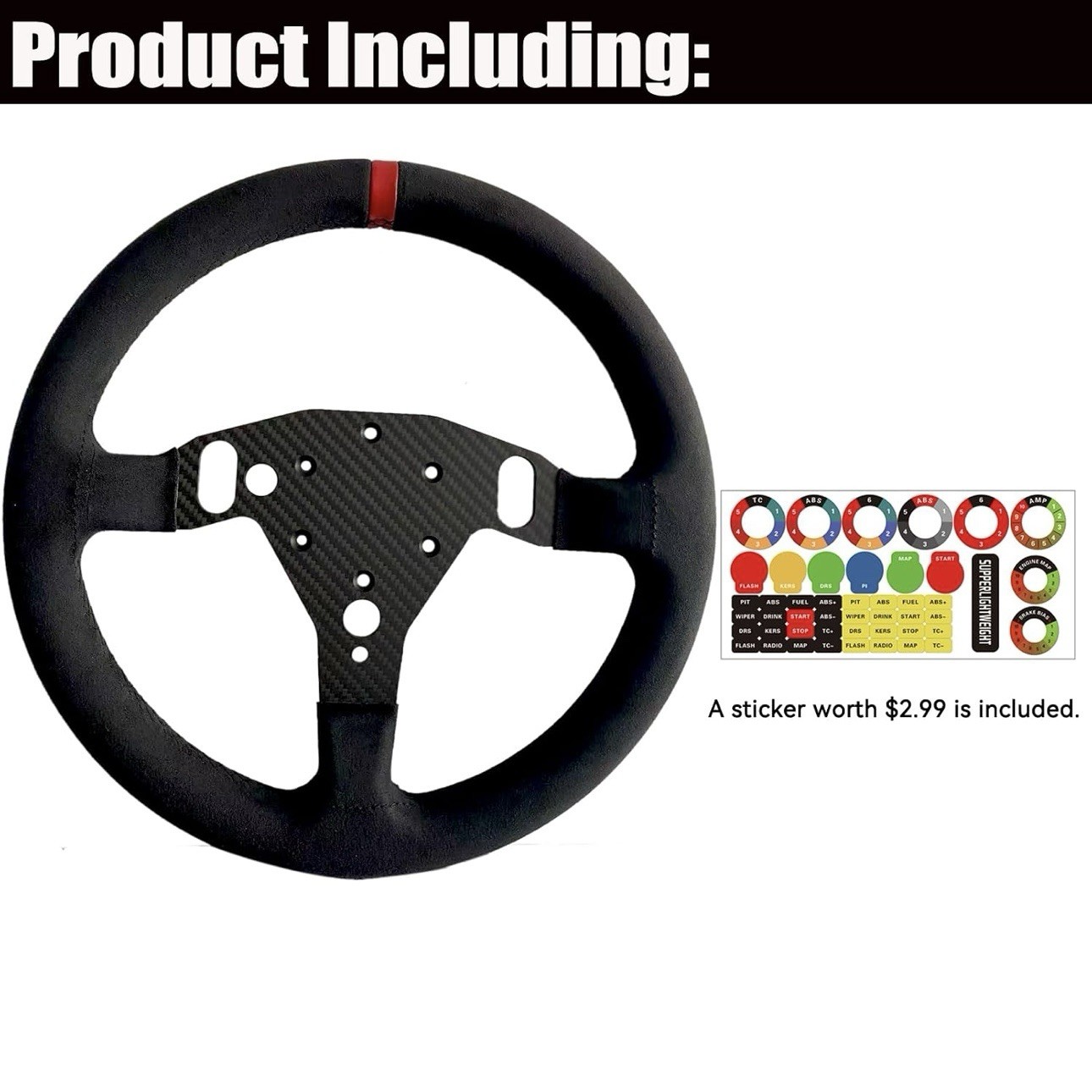 13-Inch GT F1 Suede Racing Steering Wheel Mod For Logitech G RS50 System