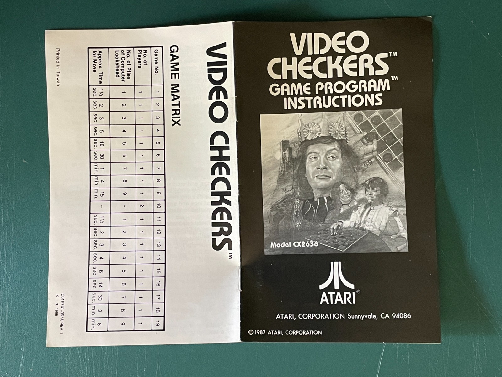 Atari Corp 2600 1987 Video Checkers w/box & docs NTSC tested