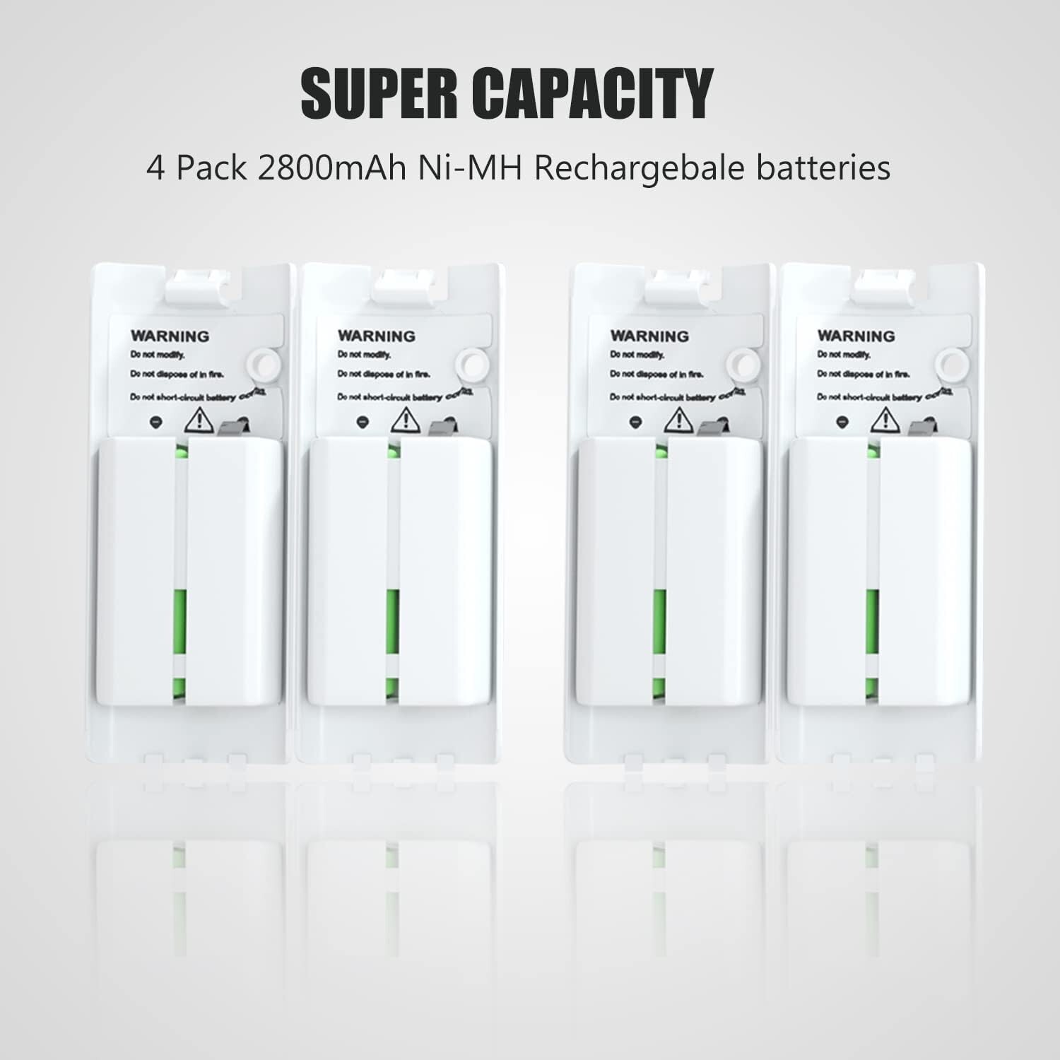 4-in-1 Charging Dock with 4PCS 2800mAh Battery for Wii/ Wii U Remote Controller