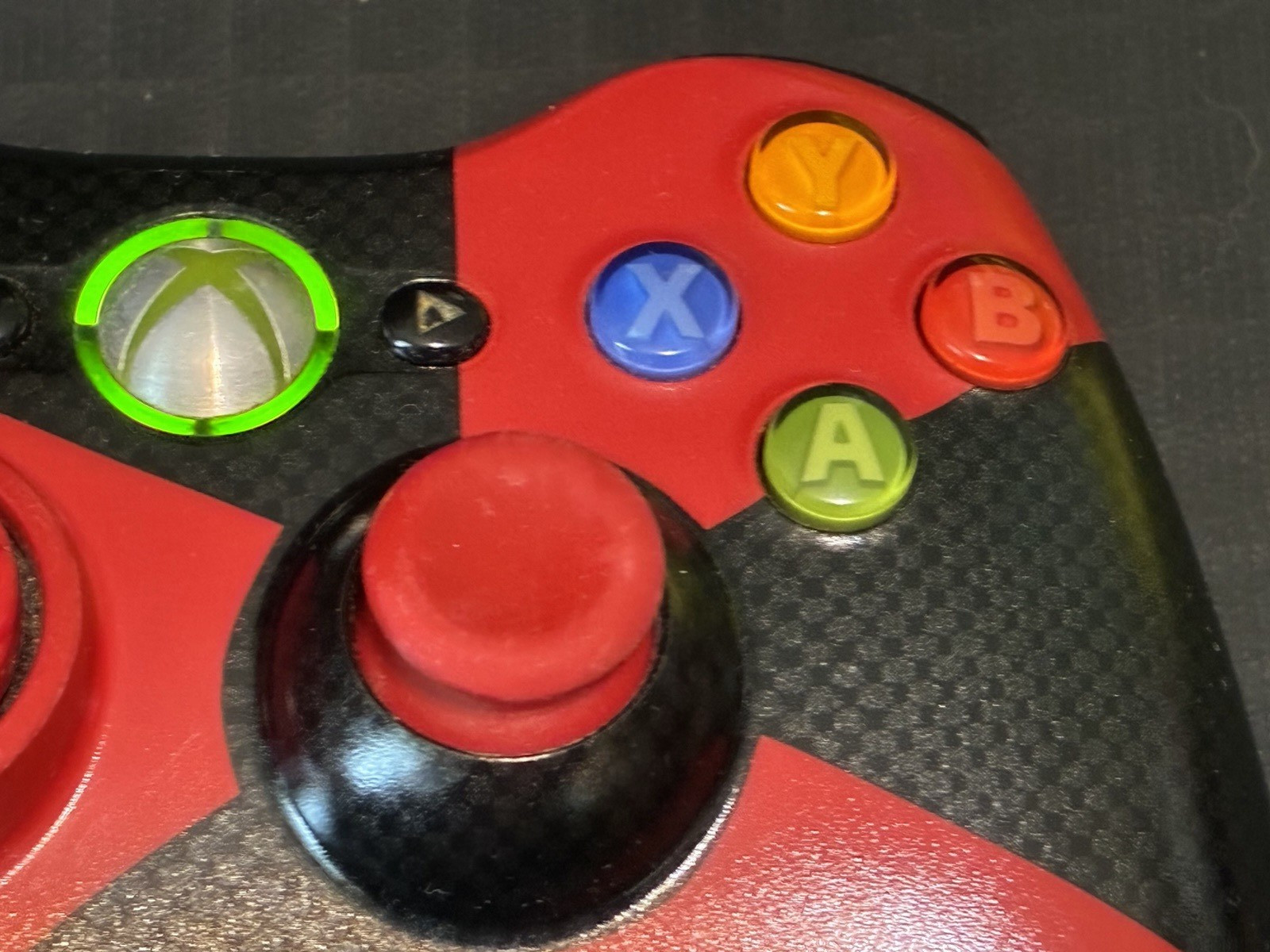Microsoft Xbox 360 Controller Radioactive Black Red Lights Up Untested