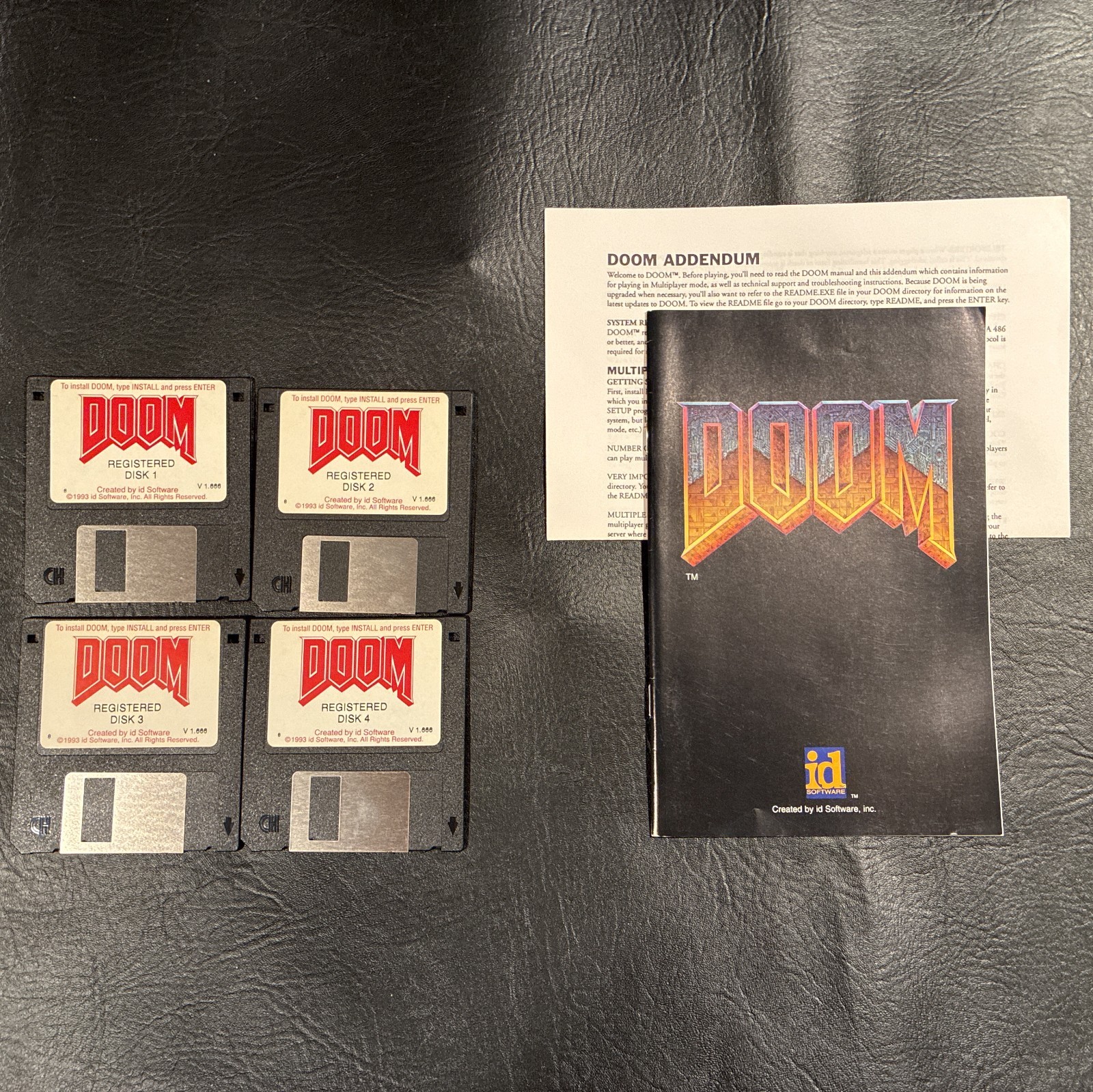 RARE Original Doom Registered – 3.5″ Floppy Disks + Manual – PC