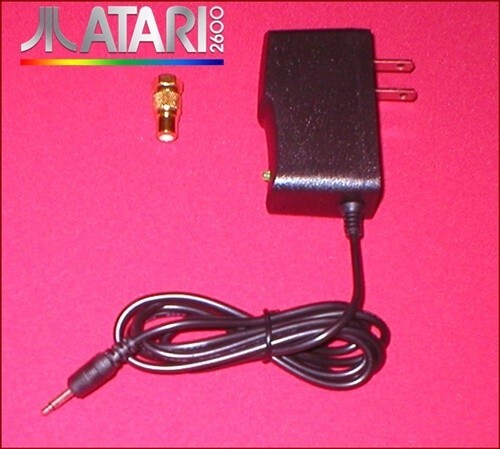 9V AC Adapter & GOLD RF TV Connection Adapter for Atari 2600 Heavy Sixer System