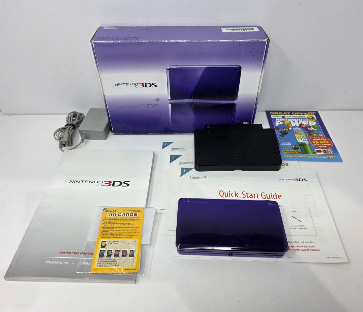 Nintendo 3DS Handheld Console Midnight Purple (Complete in Box Cib) * NTSC-USA
