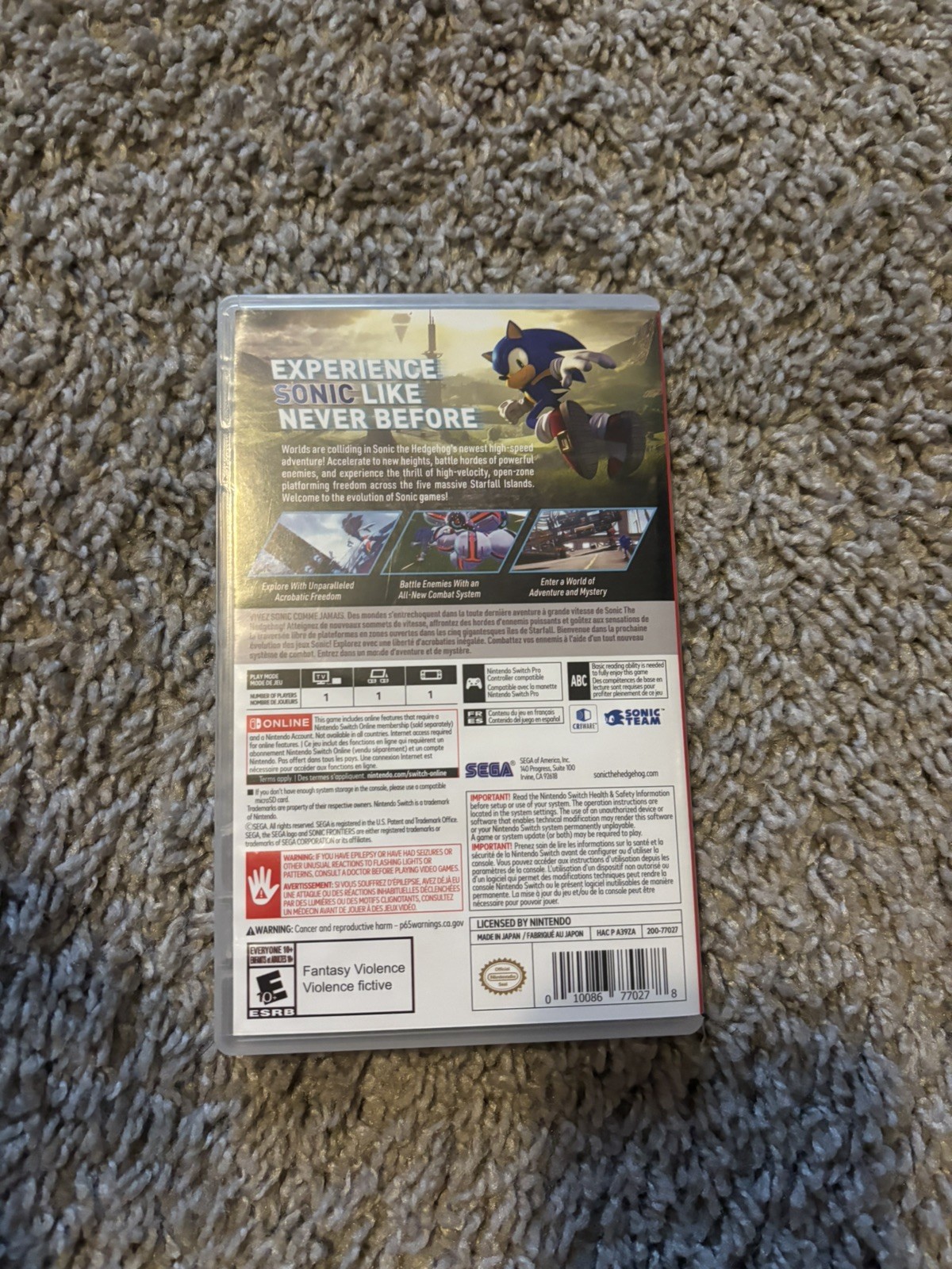 Sonic Frontiers Nintendo Switch Complete CIB Tested