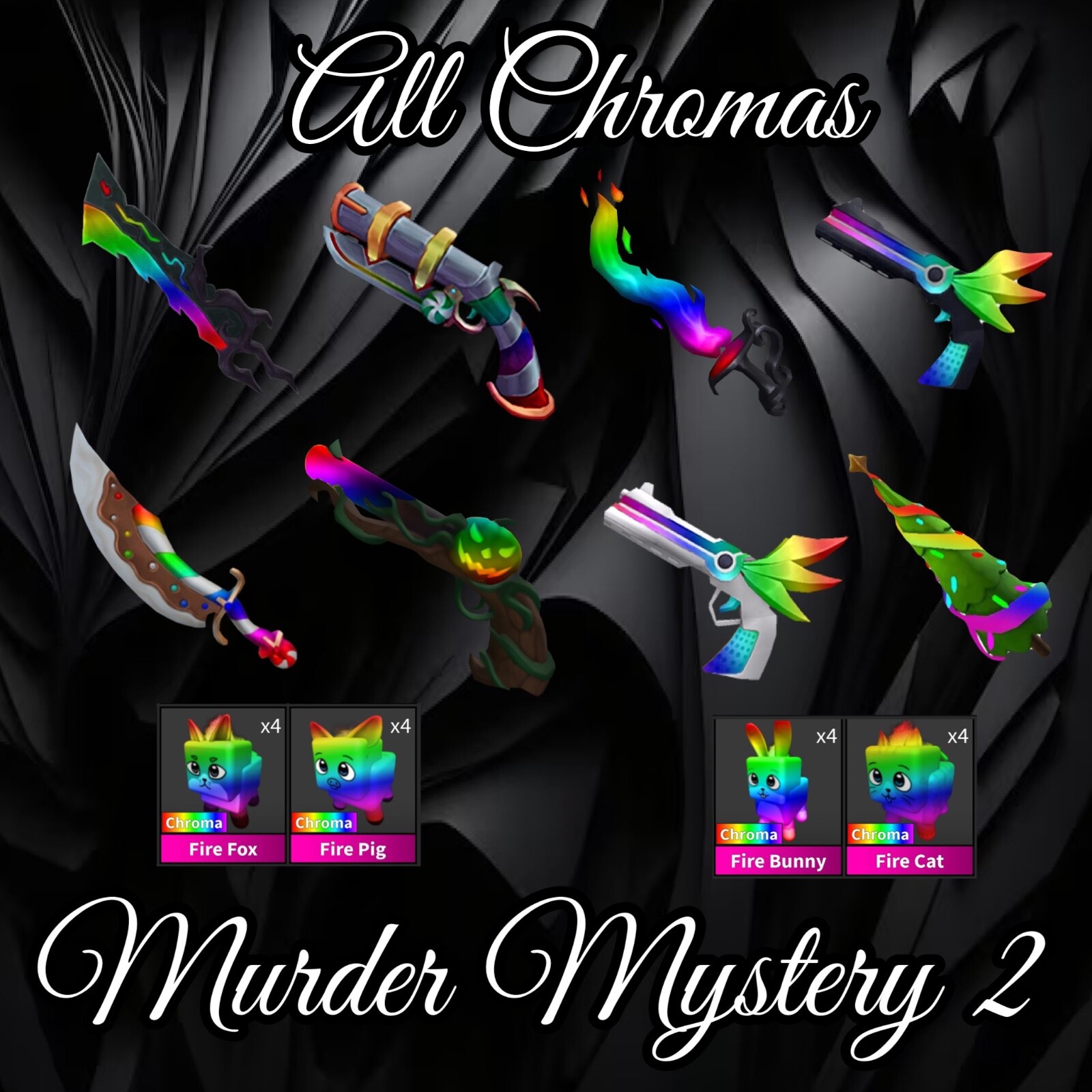 Murder Mystery 2 MM2 All Chromas and Godlies – In Game Items – Quick and Cheap!!