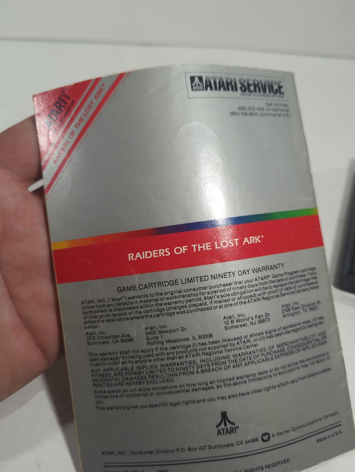 Raiders of the Lost Ark Atari 2600 Cartridge & Manual 1982