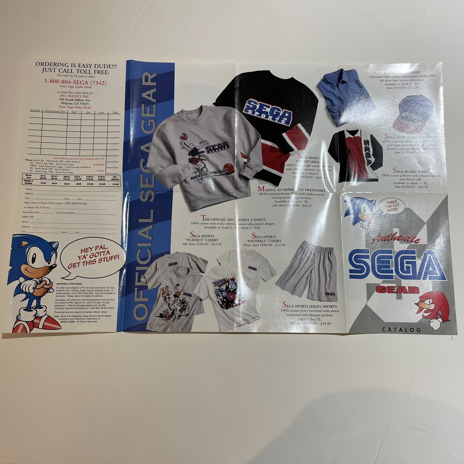 1994 Official Sega Gear Fold Out Poster Insert – Authentic!