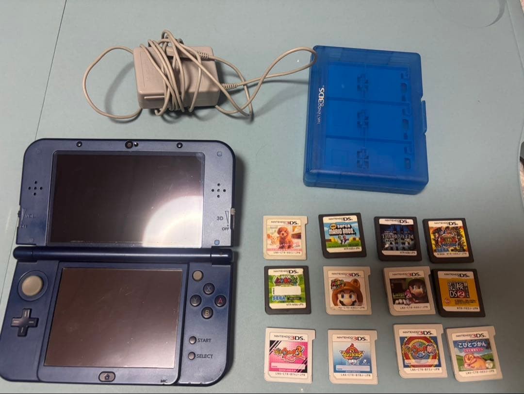 3DS/2DS/DS Nintendo 3Dsll Body Metallic Blue 12 Game Software Set Japan