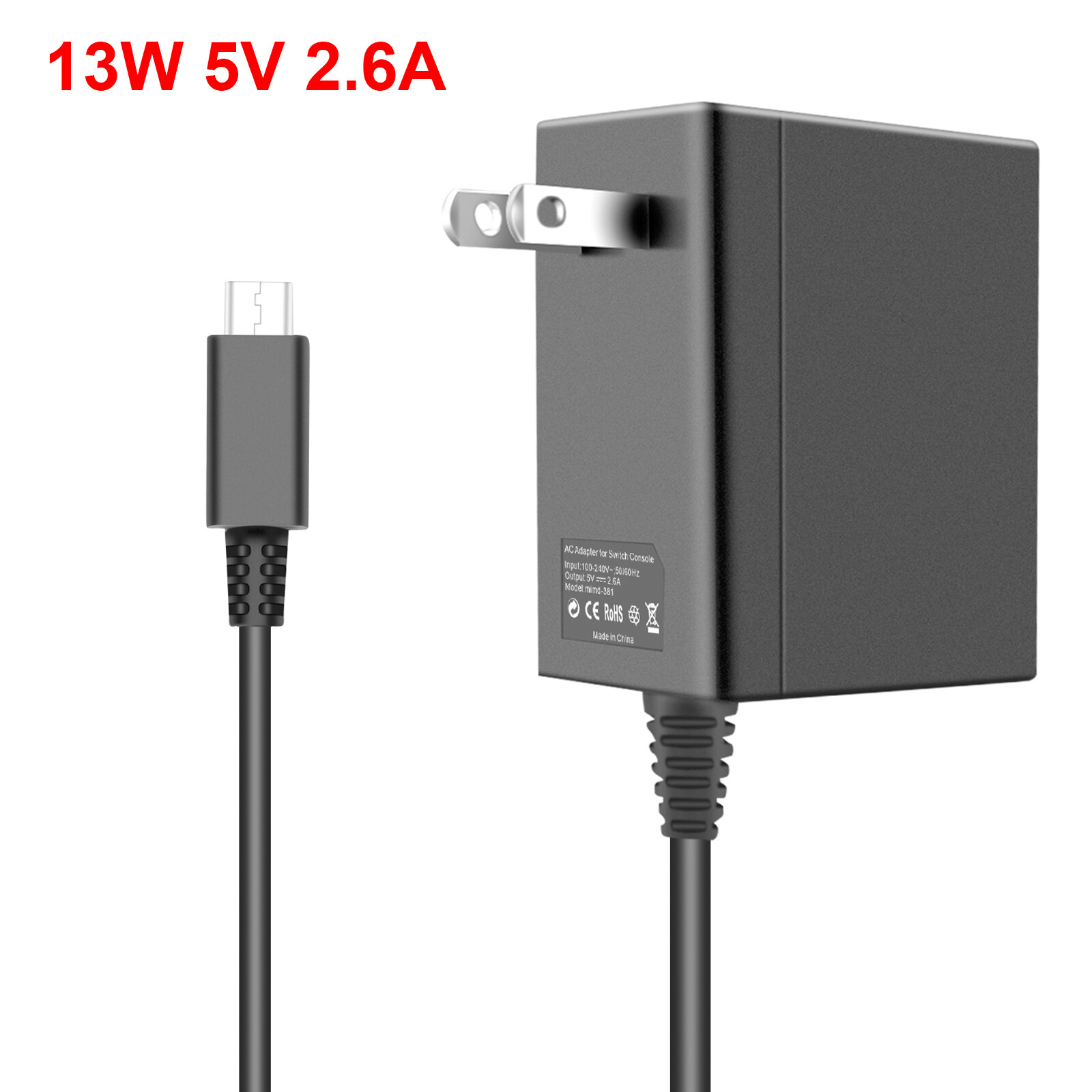 For Nintendo Switch AC Power Adapter Charger HAC-002 Home Wall Travel US Cable