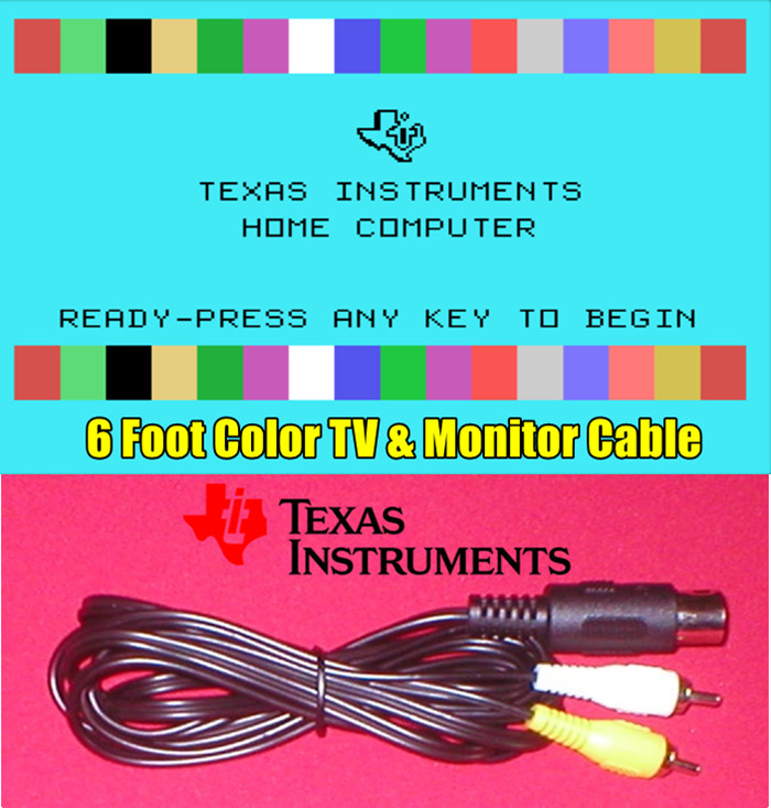 6Ft AV TV & Monitor Composite Cable for Texas Instruments TI-99/4 Computer NEW
