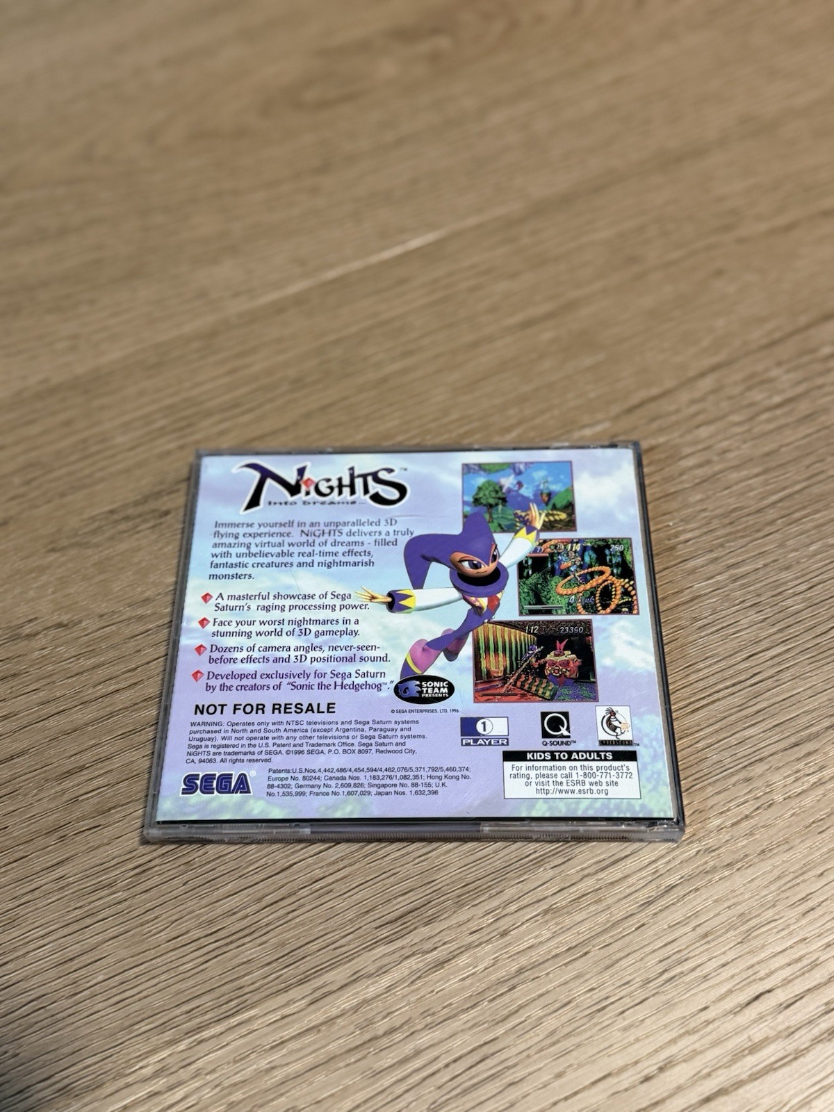 Nights Into Dreams – Sega Saturn (Not for Resale Version) US With Manual Tested