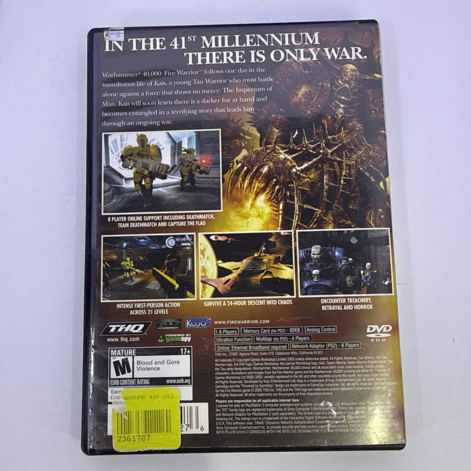Warhammer 40,000: Fire Warrior (Sony PlayStation 2 Ps2, 2003) Tested