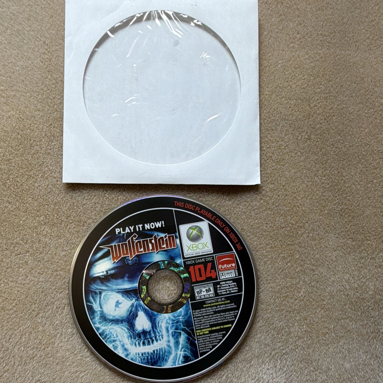 Wolfenstein Series Microsoft Xbox Demo Disc Only Video Game RP-M