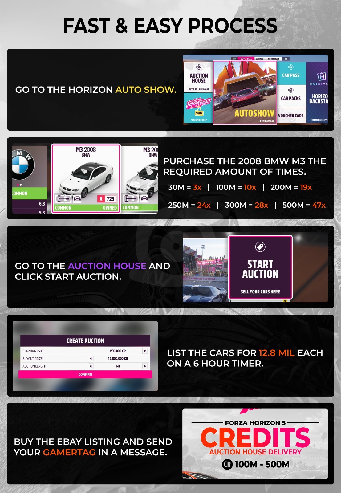Forza Horizon 5 CR 💰100M-500M💰CREDITS💰 PS5 | Xbox | PC
