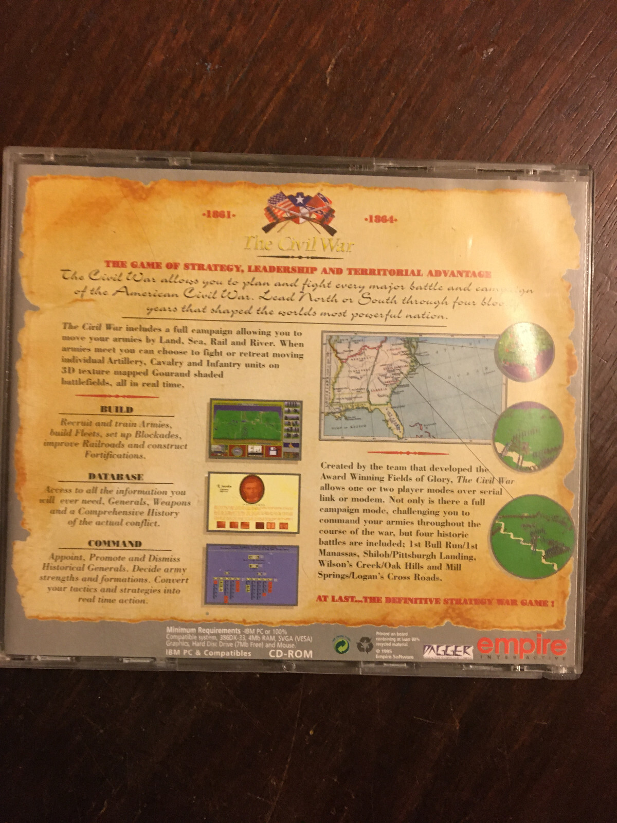 The Civil War, PC Game CD, Empire Strategy game 1995