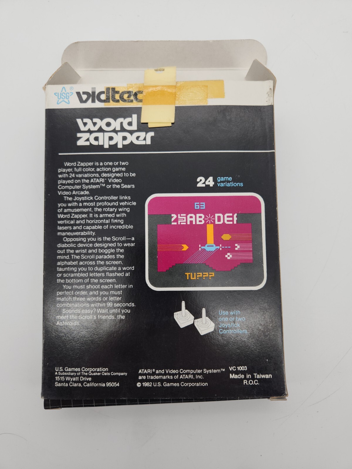 Word Zapper (Atari 2600, 1982) Complete Cartridge, Manual, Box Tested Working