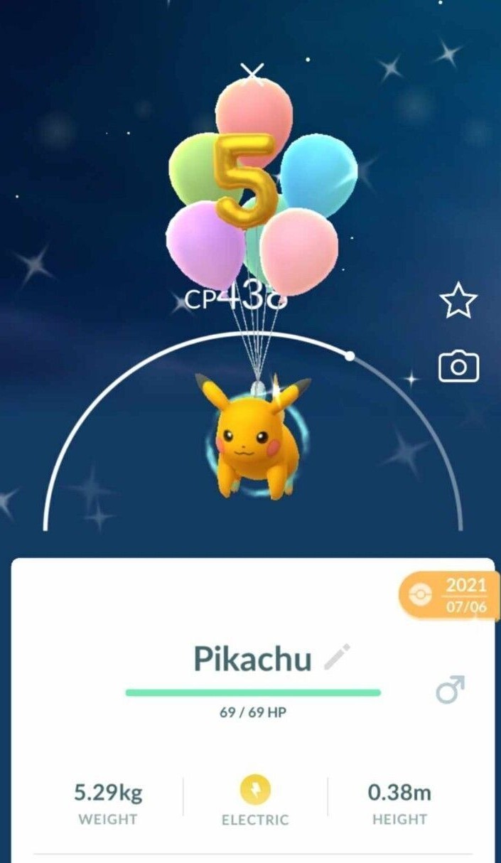 Shiny Pikachu Flying Balloon 5th Anniversary -MlNl P T C – Read Description
