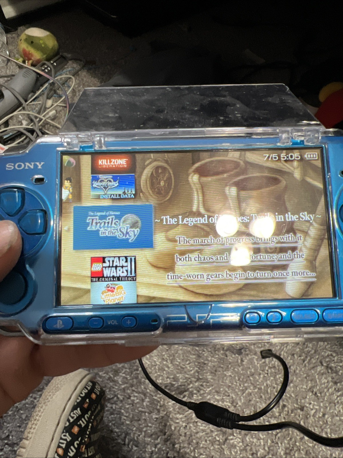 Sony PSP-3000 Blue Console Bundle 64GB with Charger, Case also Custom.