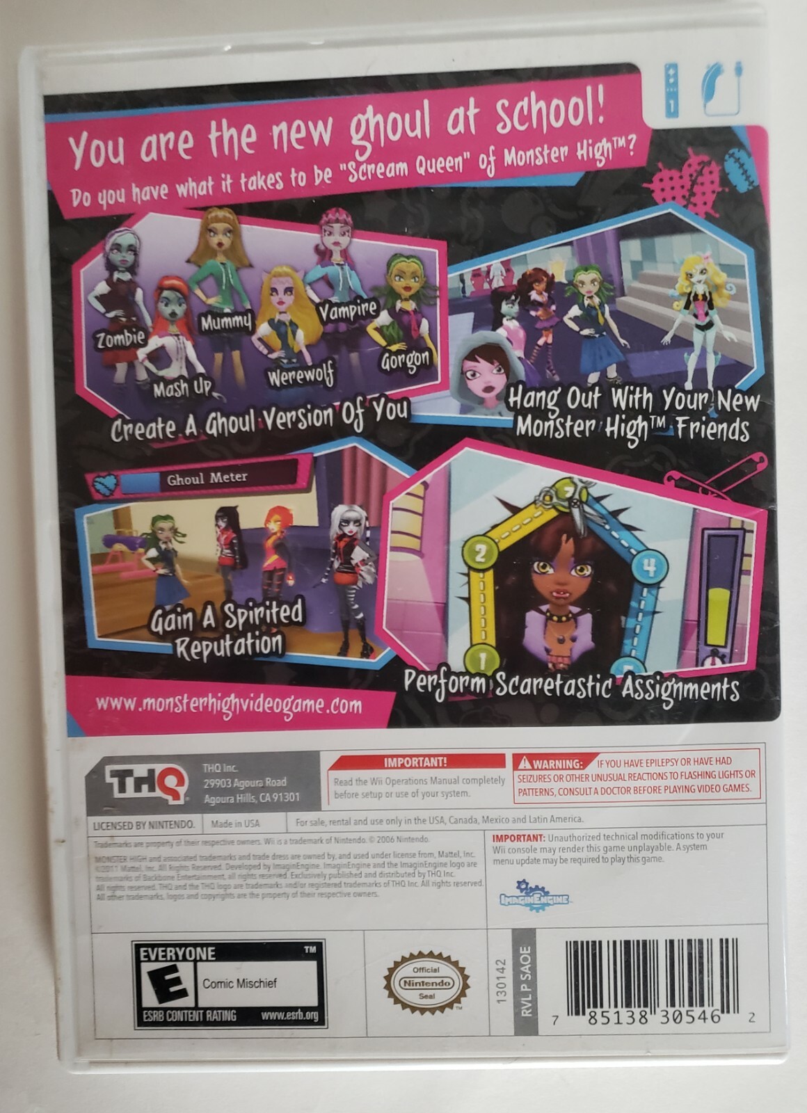 Wii Monster High Ghoul Spirit Game Entertainment Comic Mischief