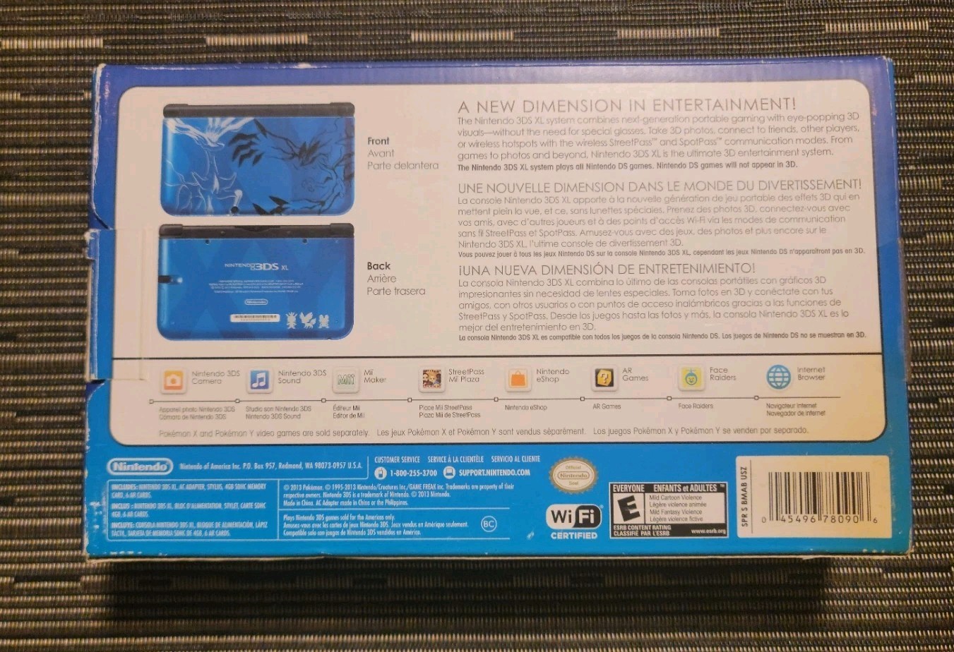 Nintendo 3DS XL Pokemon X/Y Limited Edition Blue/Black Wi-Fi 4GB NTSC-U/C