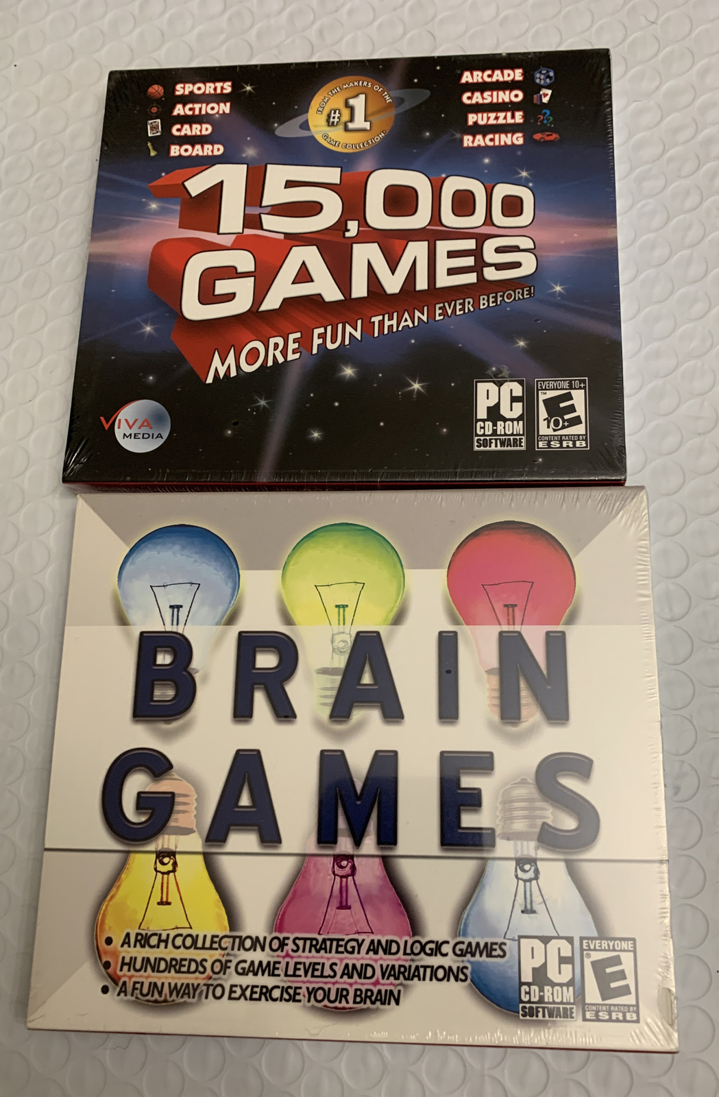 Lot Of 2 PC Sealed Games- Brain Games/15,000 Games