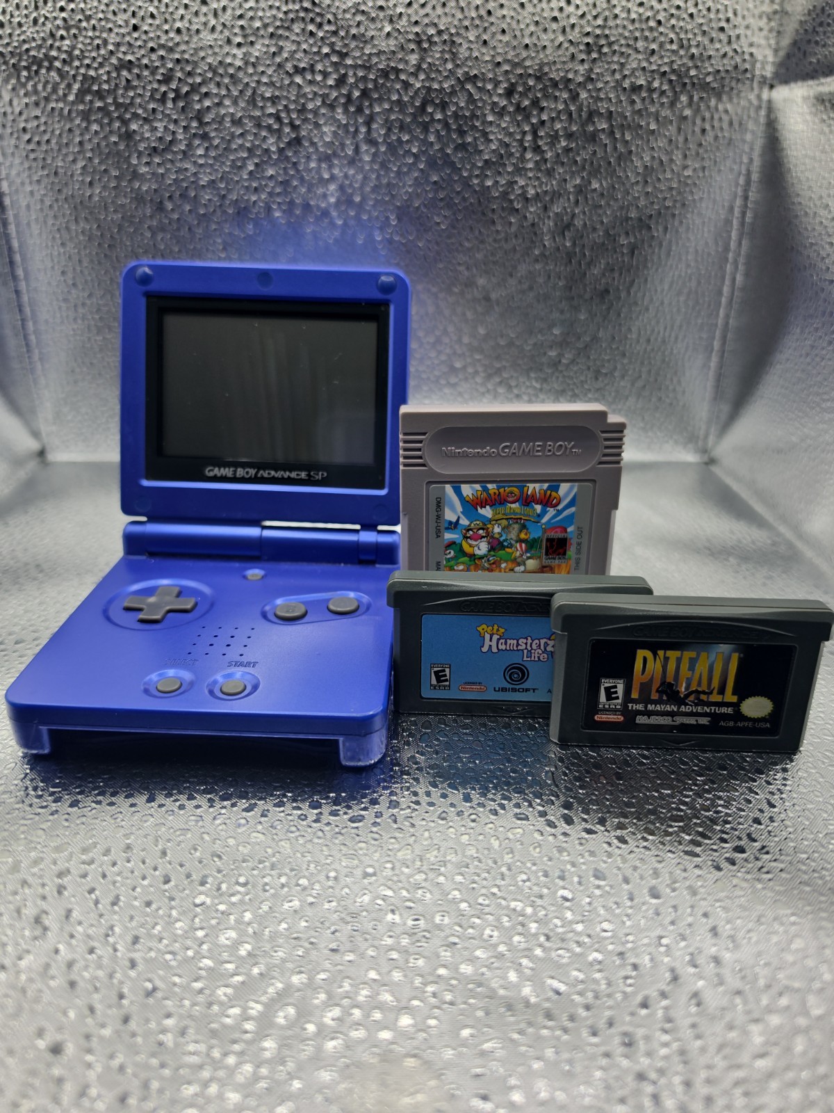 Nintendo Game Boy Advance SP Handheld System Blue No Charger + 3 Games!