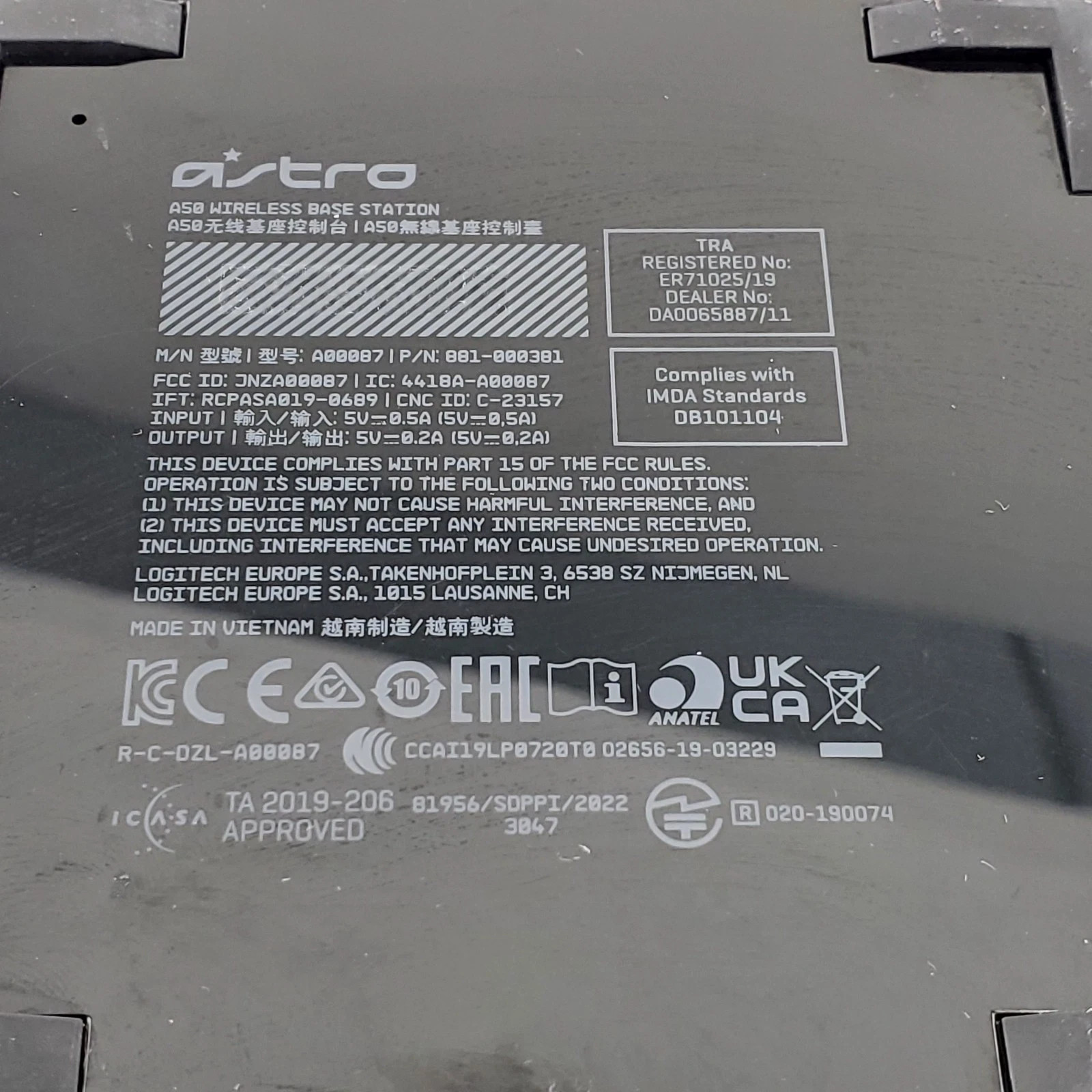 Astro A50 Wireless Base Station Only A00087 For Astro A50 Headset Xbox with cabl