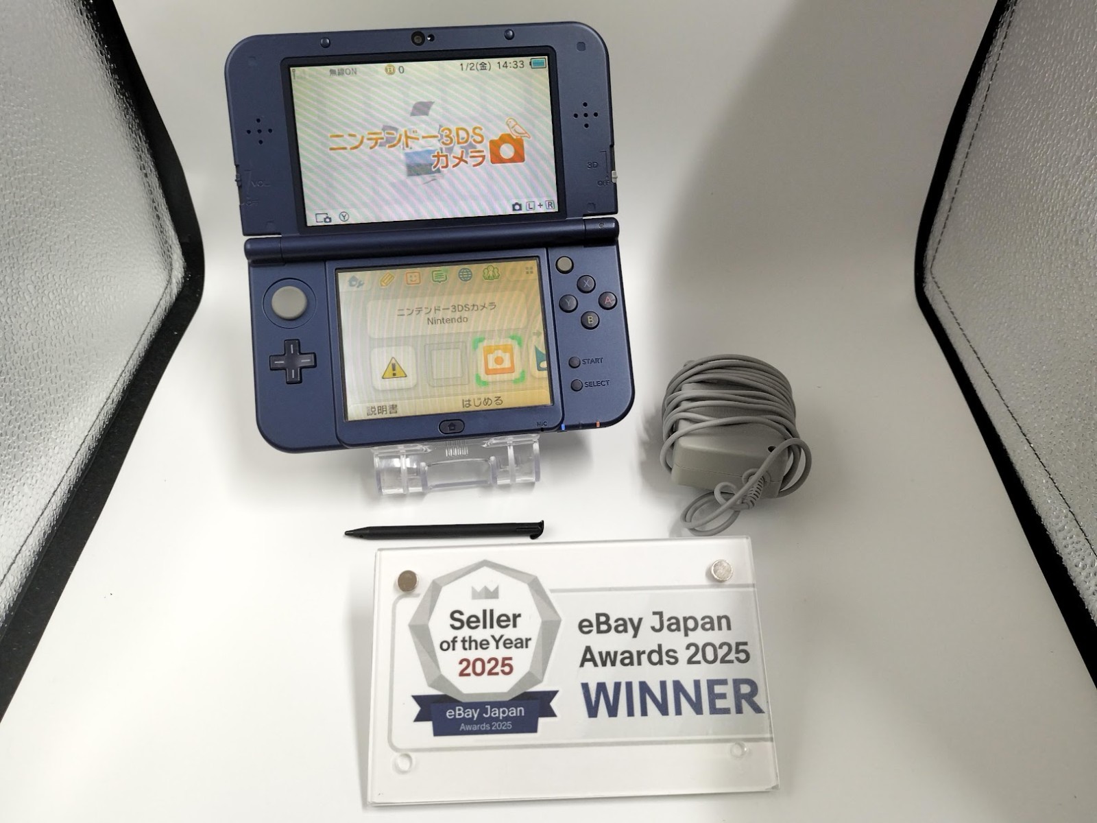 B498 Nintendo new 3DS LL XL console Metallic Blue w/adapter fx