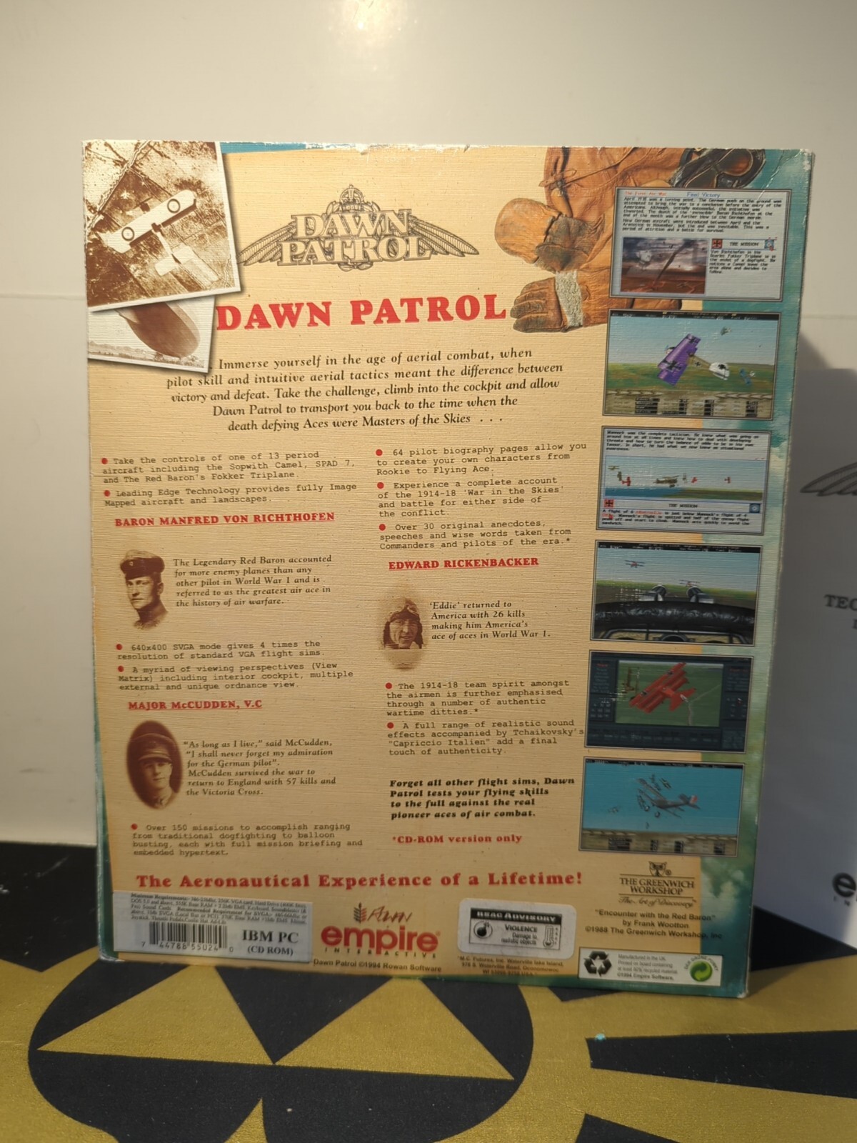 Vintage Empire Big Box PC Game 1994 Dawn Patrol Rowan Production Flight