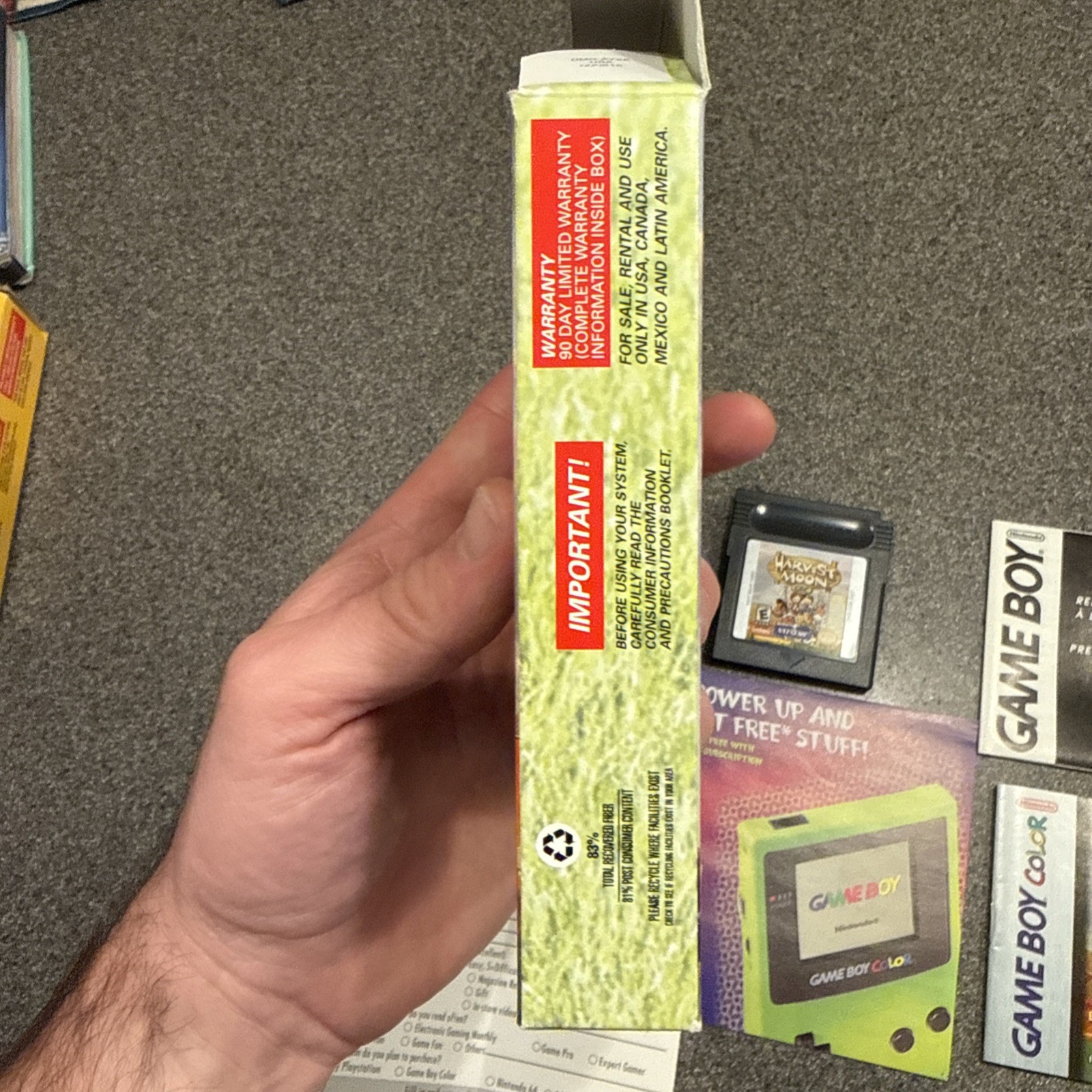 Harvest Moon 1 GBC Nintendo Gameboy Color Complete CIB Authentic Reg Card
