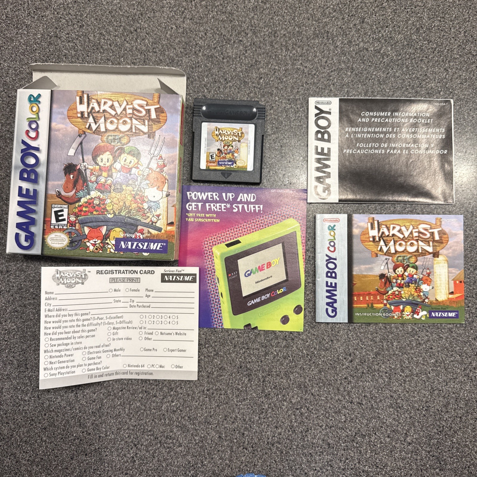 Harvest Moon 1 GBC Nintendo Gameboy Color Complete CIB Authentic Reg Card