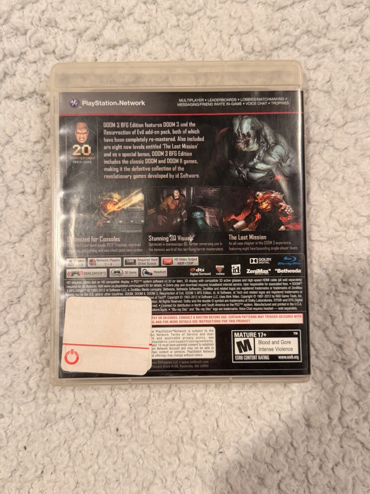 Doom 3 BFG Edition Sony PlayStation 3 Bethesda CIB