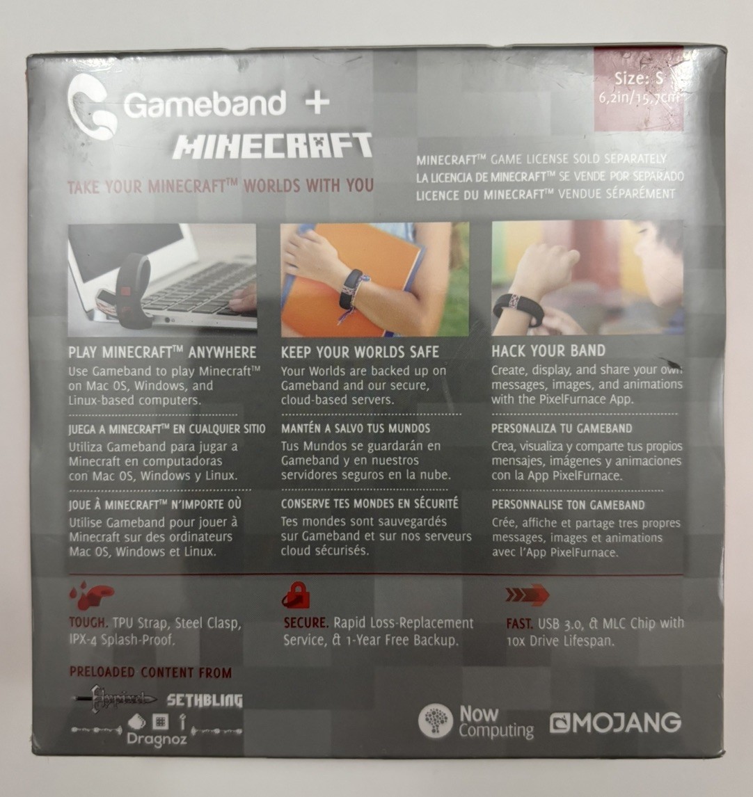 Gameband + Minecraft Wearable USB Band Size S New Sealed Mojang Now Computing