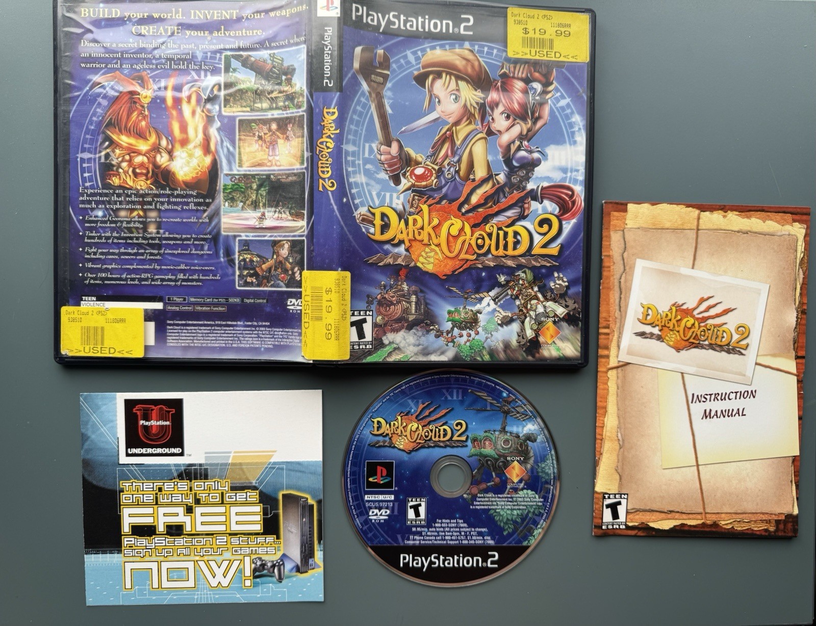 Dark Cloud 2 CIB Complete PlayStation 2 PS2 Tested With Dark Cloud 1 Disc Bundle