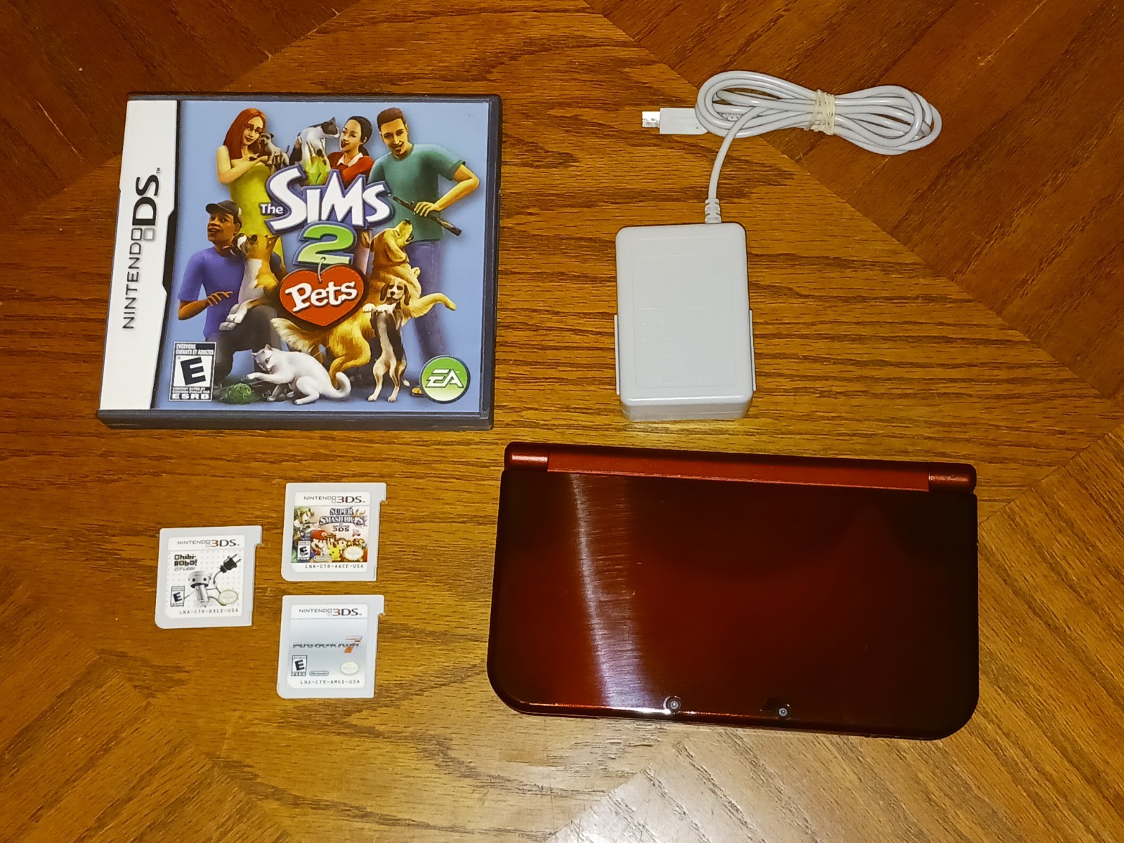 New Nintendo 3DS XL Red RED-001 Console w/ 4 Games TESTED & WORKS