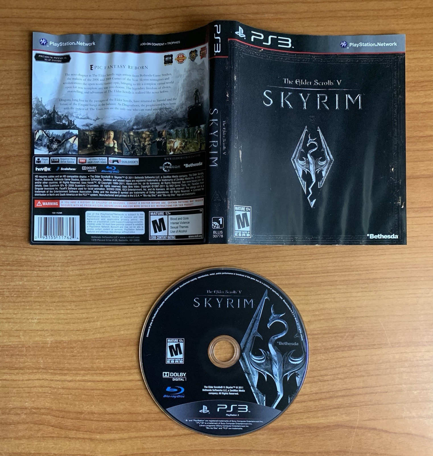 The Elder Scrolls V: Skyrim PlayStation 3 PS3, Disc & Cover Art Only