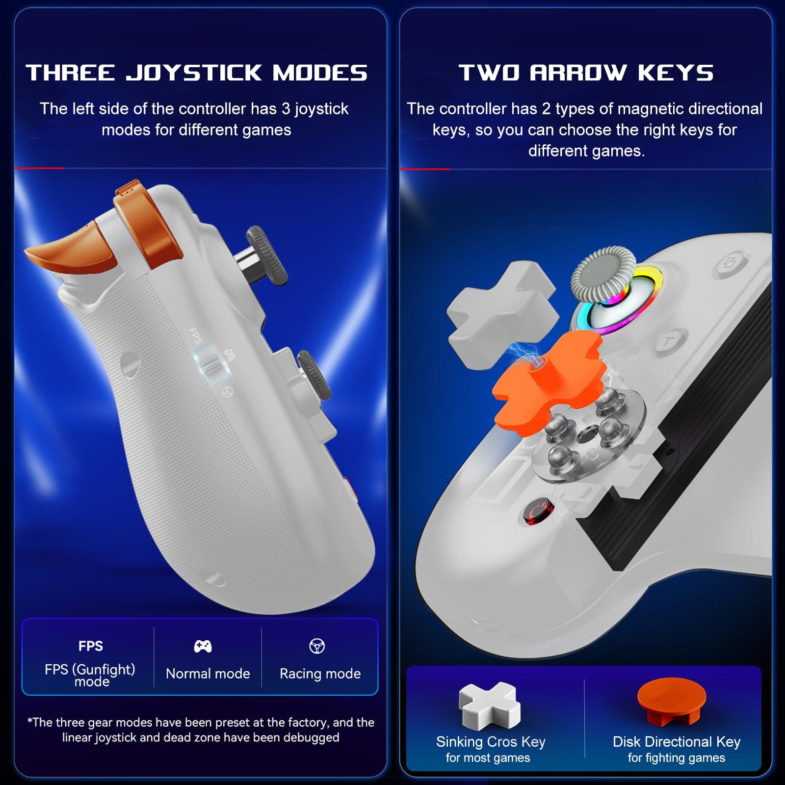 Wireless Hall Effect Gamepad iOS/Android (5-13″) Cloud/Steam/CODM RGB/Turbo Keys