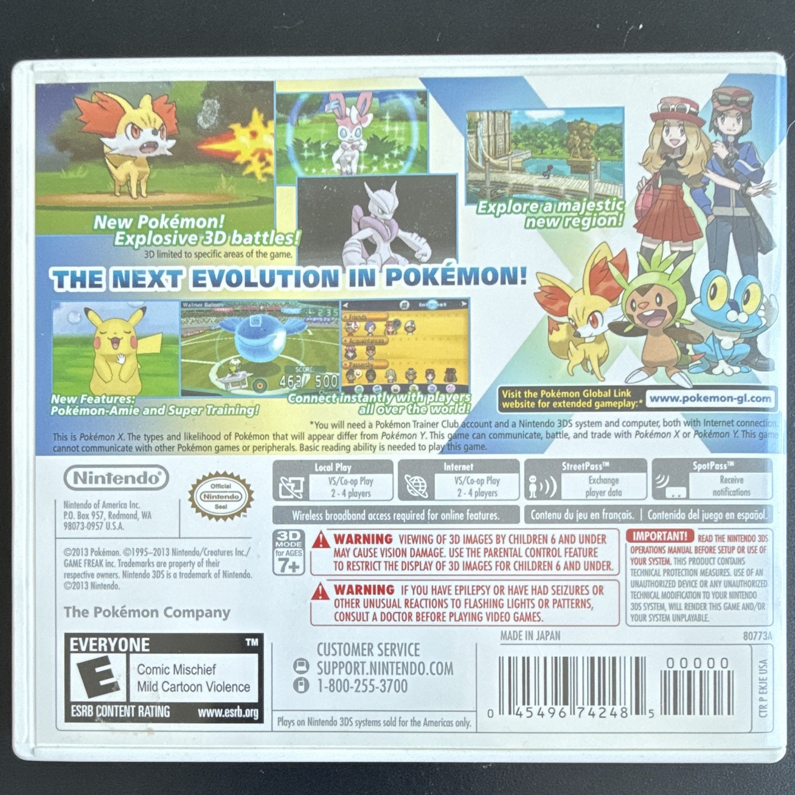 Nintendo Pokémon X (Nintendo 3DS) Complete w/ Inserts E NTSC-U/C 2013 Online MP