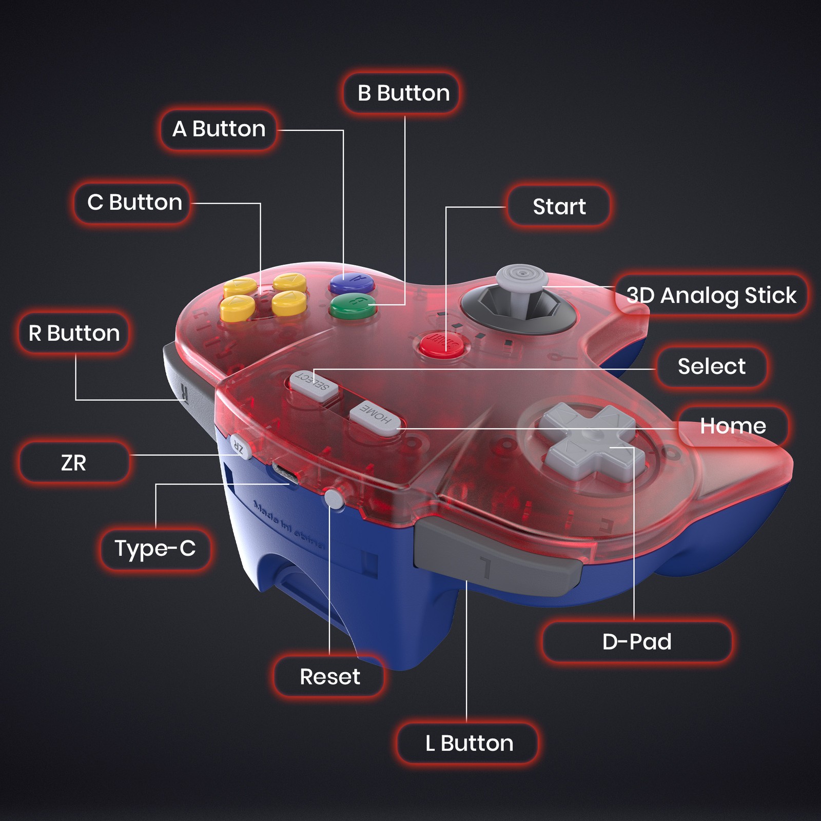 2.4 GHz Wireless N64 Controller, Compatible with N64 Console – Built-in Rumble